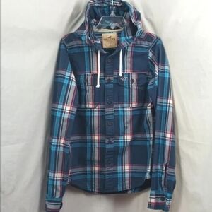 Hollister Boy Juniors Sz L button down Hooded long sleeve